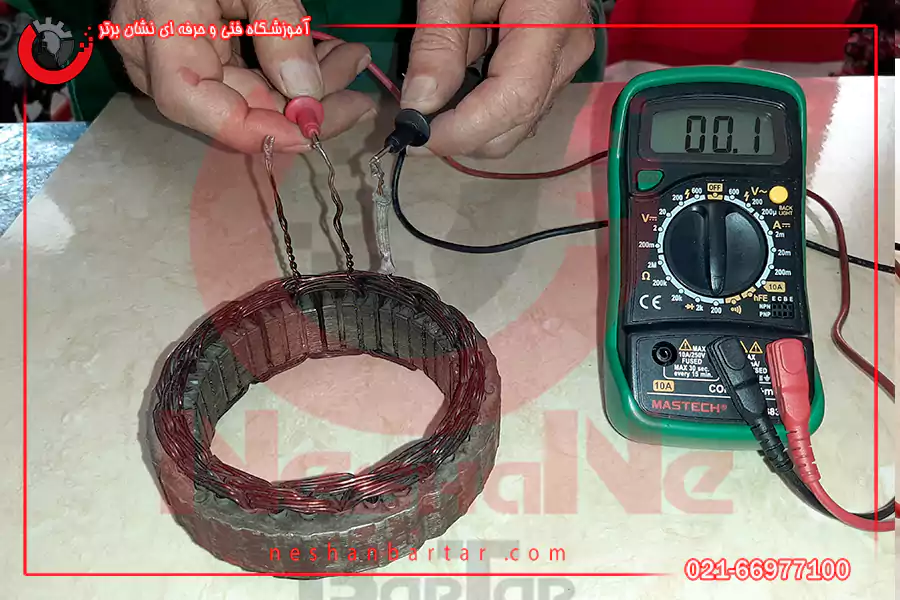 تست دو سر سیم پیچ های استاتو با مولتی متر