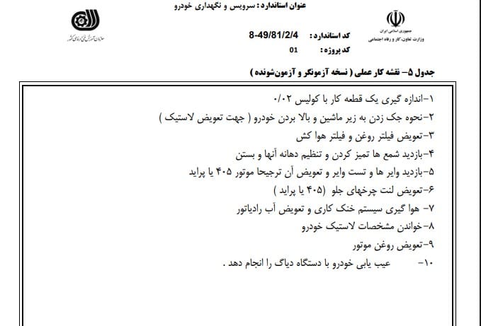 نمونه آزمون عملی سوالات تعویض روغنی2